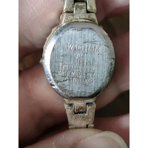 Vtg Lady’s Waltham Watch Oval Cluster Stainless Steel Japan For Parts Or Repair main image 7